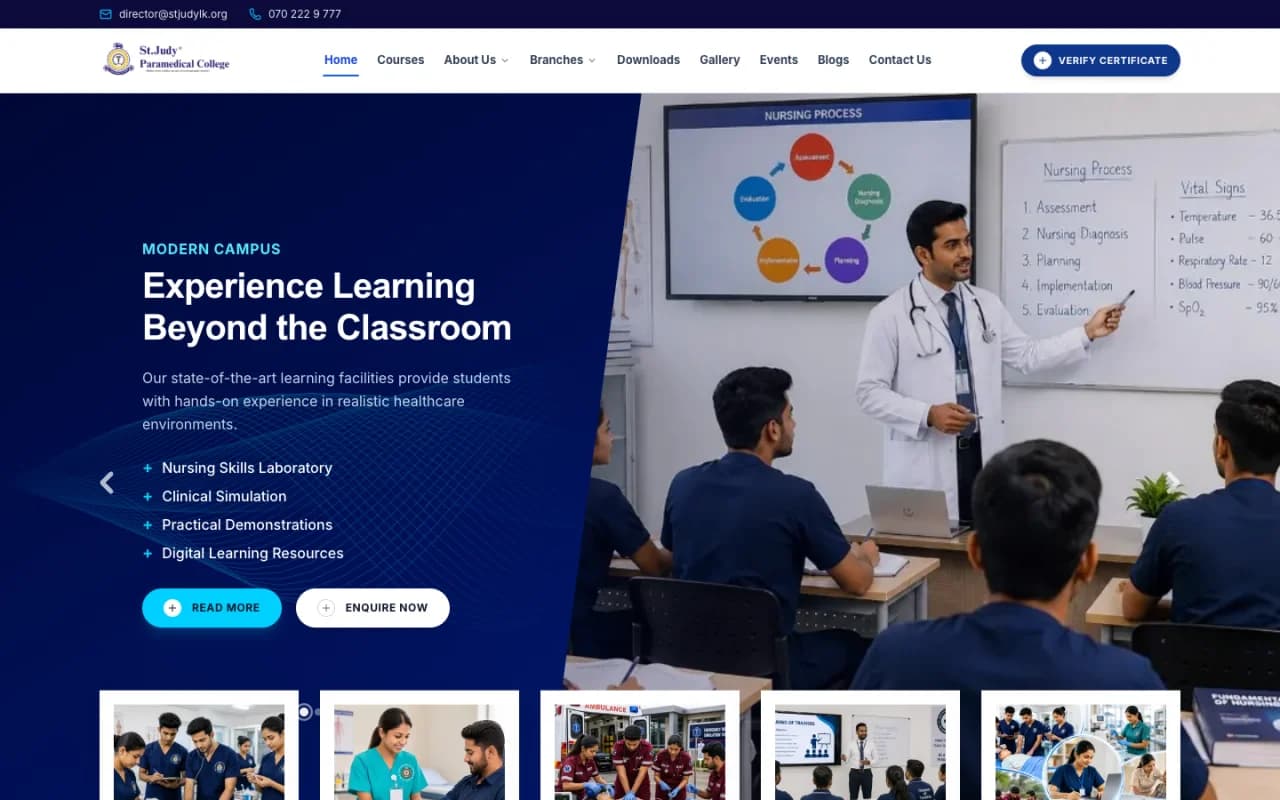 Screenshot of St. Judy Paramedical College homepage